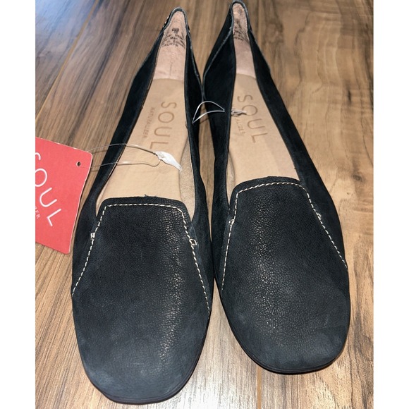 Size 6 SOUL Naturalizer Lauryn Black Leather Nubuck Casual Leather Loafers - Picture 6 of 8